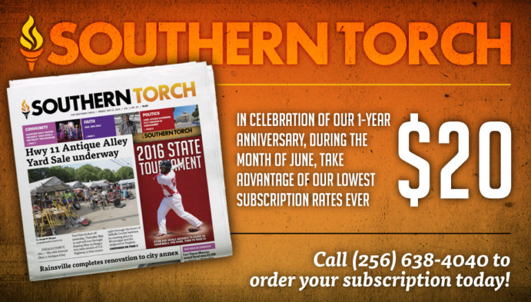Get a year’s subscription of Southern Torch for only $20