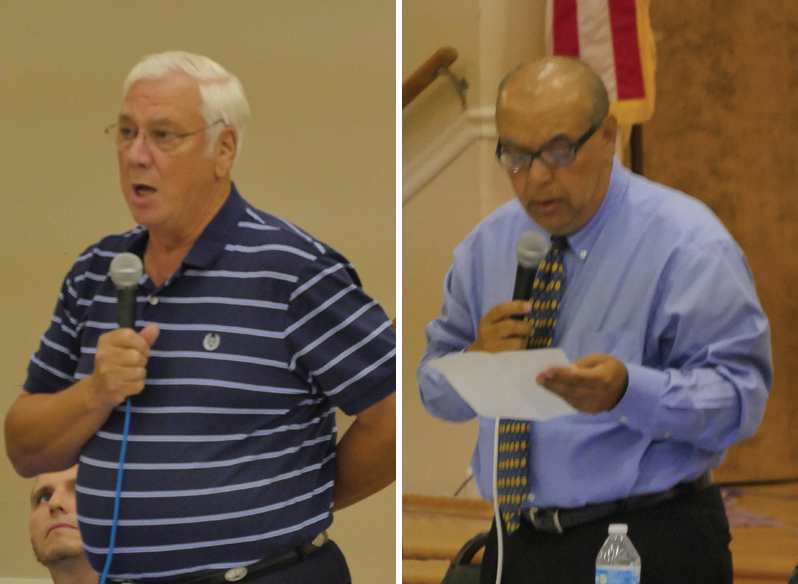 Candidates for Rainsville City Council Place 2, D.L. Stiefel (left) and Bejan Taheri (right) traded jabs at Monday night's forum. (Photos by Tyler Pruett) 