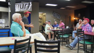 Candidate for Rainsville City Council Place 3, Gary Hartline, addresses the crowd. (Photo by Tyler Pruett)