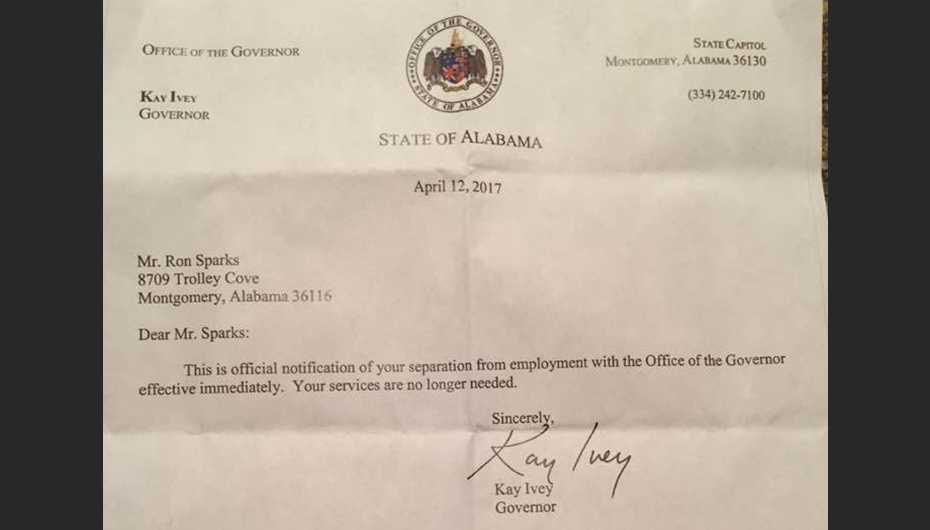JUST IN: Governor Kay Ivey officially fires Ron Sparks