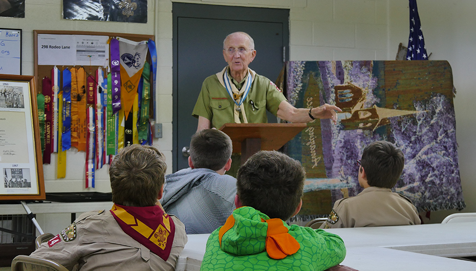 Dr. Marvin Barron addresses Rainsville Scout Troop