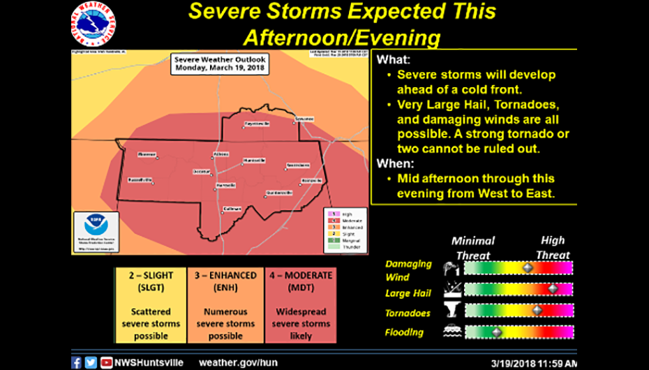 DeKalb, Jackson, Cherokee, and Etowah Counties under Tornado Watch until 11 pm