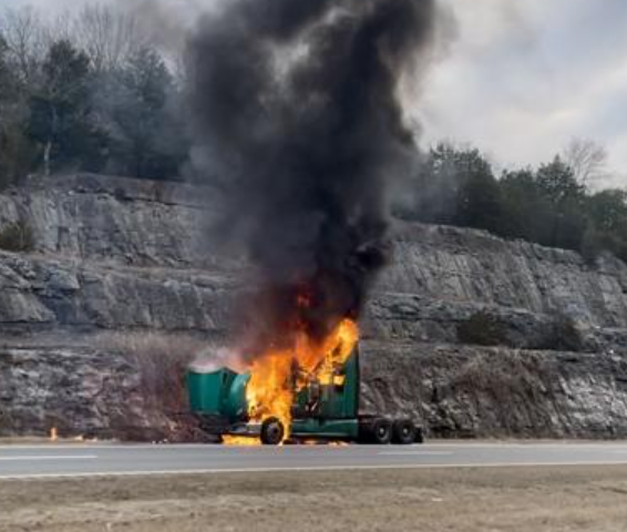 Vehicle catches fire on US-72