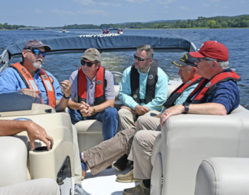 Strong visits Jackson County, views efforts to combat invasive aquatic vegetation