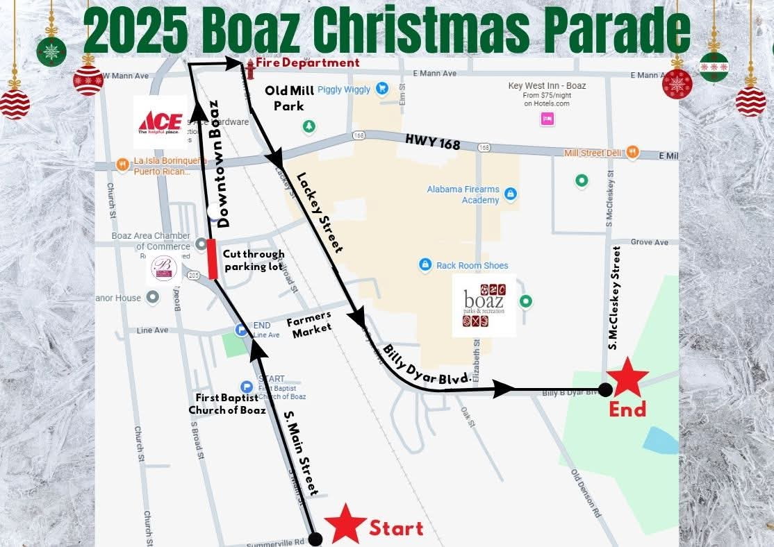 2025 Boaz Christmas Parade slated for Dec. 5: Ms. Betty Gilbreath chosen as Grand Marshal